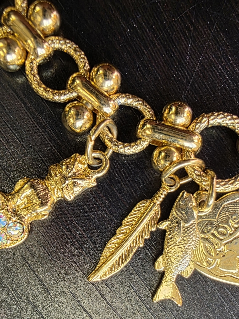 Vintage Kirks Folly Gold-Tone Whimsical Cat Lady Charm Bracelet - Picture 6 of 13